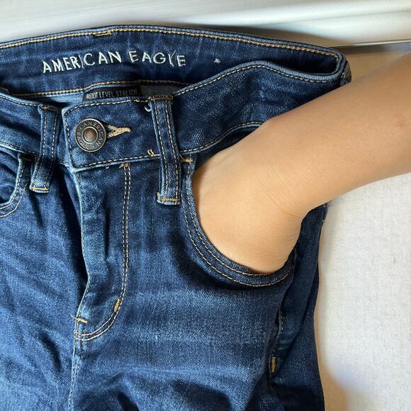 American Eagle Outfitters Women Skinny Jeans size 2 US Blue Mid Rise Stretch - Picture 7 of 11